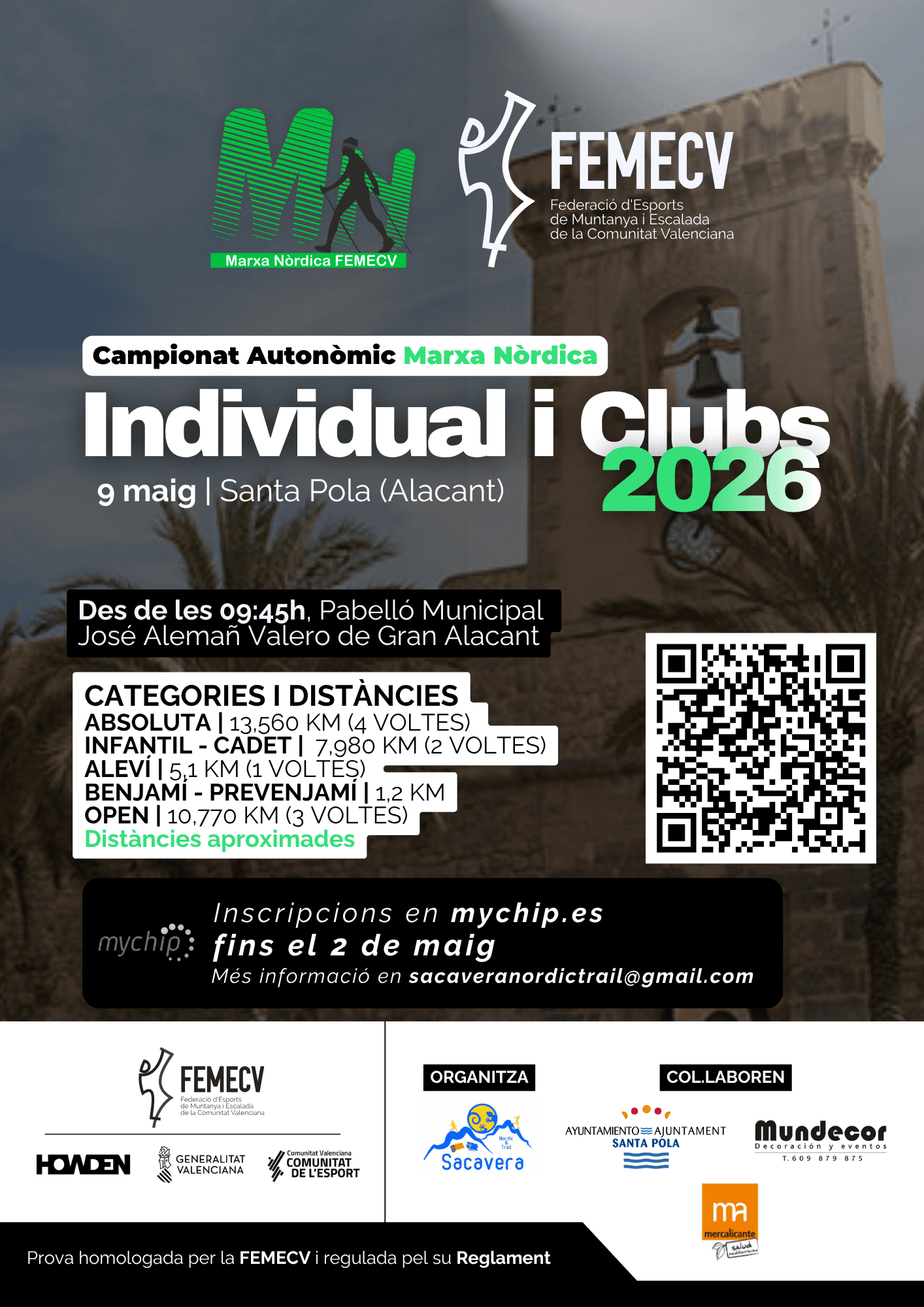 Campeonato Autonómico Individual e Clubes de Marcha Nórdica FEMECV 2026, Santa Pola